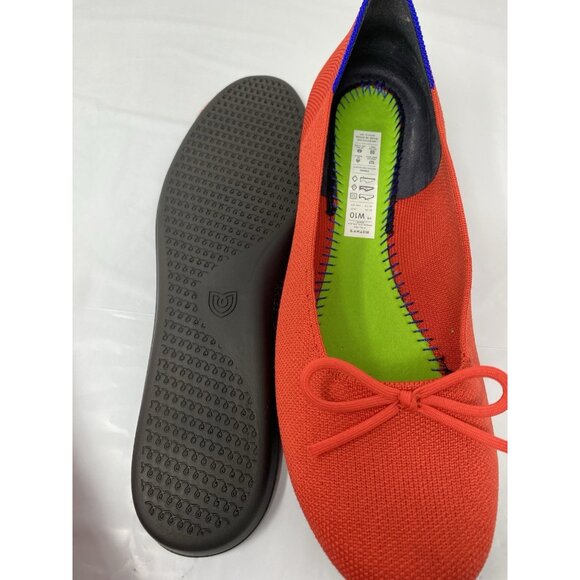 Rothy's The Flat Round Toe Ballet Flats Women's Sz 10 Red Blue With Bow Washable - Picture 3 of 10
